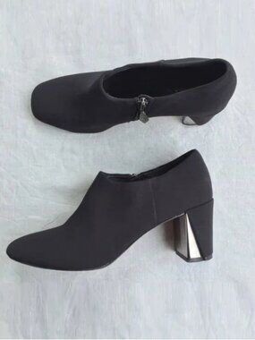 Donald J. Pliner black Calla crepe elastic mirrored heel ankle boots booties